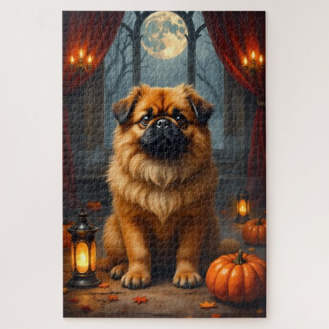 Puzzle Portrait d'Halloween gothique royal de Pékinois (Vertical)