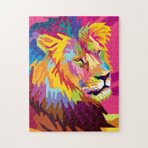Puzzle Portrait du lion pop art coloré