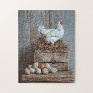 Puzzle Portrait d'un poulet aux oeufs