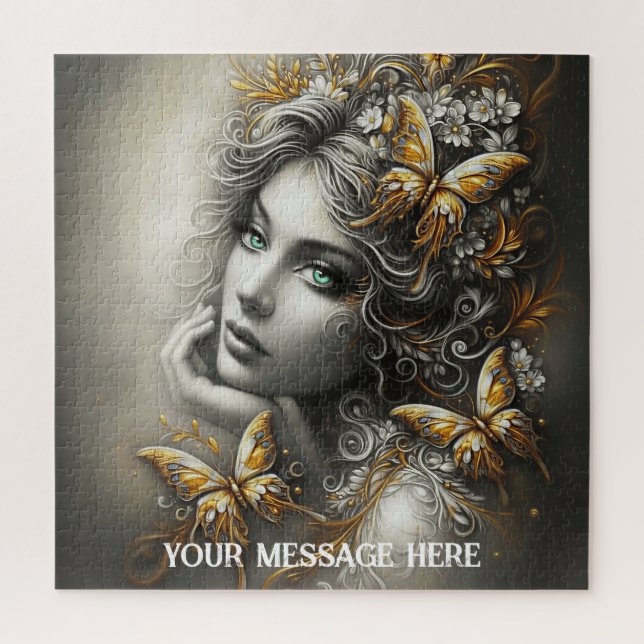 Puzzle portrait d'une femme avec une expression sereine (Vertical)