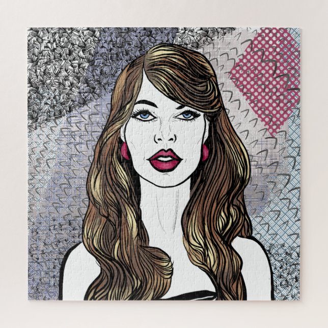 Puzzle Portrait d'une fille aux longs cheveux bruns is al (Vertical)