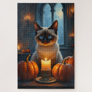 Puzzle Portrait gothique d'Halloween de chat siamois