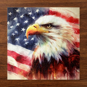 Puzzle Portrait majestueux de l'aigle américain avec le d