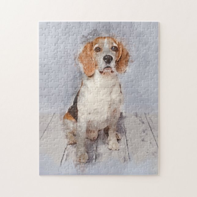 Puzzle Portrait mignon d'aquarelle de beagle (Vertical)