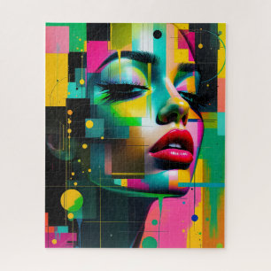 Puzzle Portrait moderne contemporain Femmes Rose vert