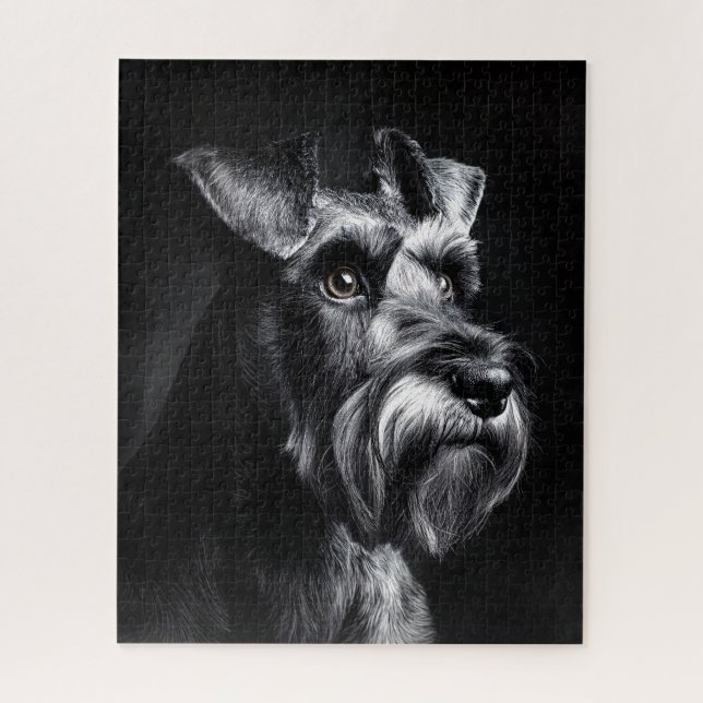 Puzzle Portrait monochrome de Schnauzer (Vertical)