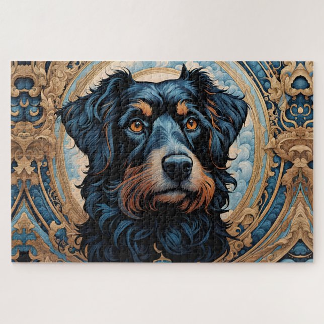 Puzzle Portrait noir et Tan Terrier (Horizontal)