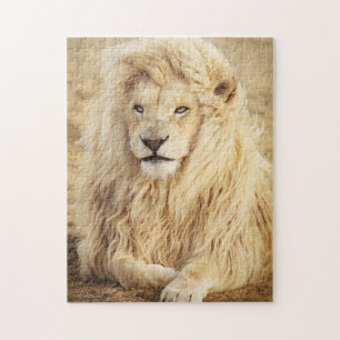Puzzle Portrait photo du lion blanc