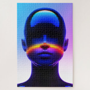 Puzzle Portrait Pixel Art Futuriste – Abstrait Numérique