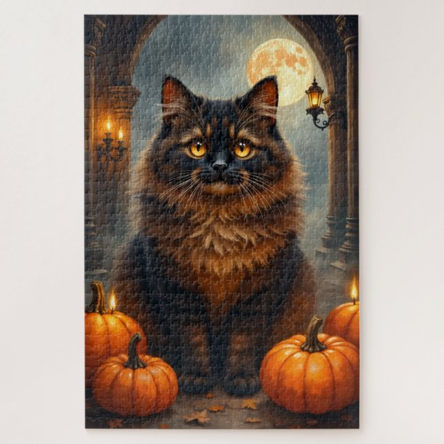 Puzzle Portrait royal d'Halloween de chat persan Art (Vertical)