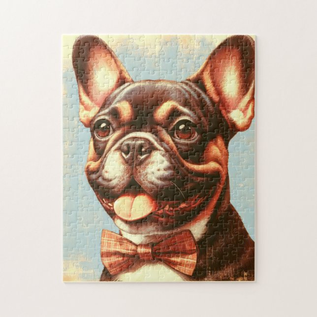 Puzzle Portrait vintage de peinture Bulldog (Vertical)