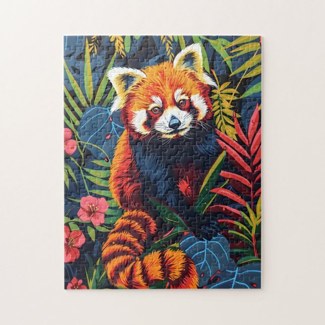 Puzzle Portrait vintage du Panda rouge (Vertical)