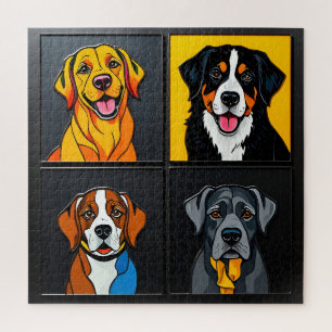 Puzzle Portraits Pop Art Colorés de Chiens Adorables