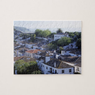 Puzzle Portugal, Obidos. Vue surélevée de bâtiments blanc