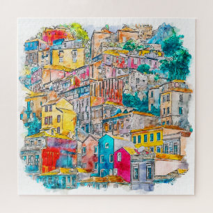 Puzzle Portugal Watercolor Cityscape
