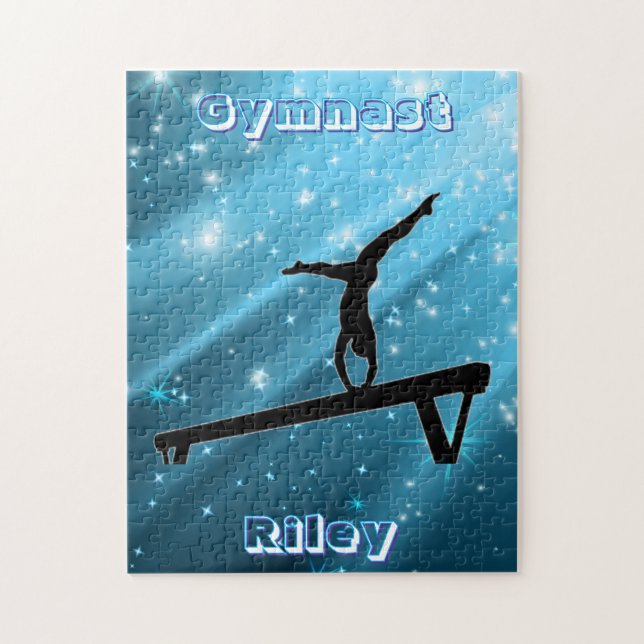 Puzzle Pose de gymnaste bleue scintillante (Vertical)