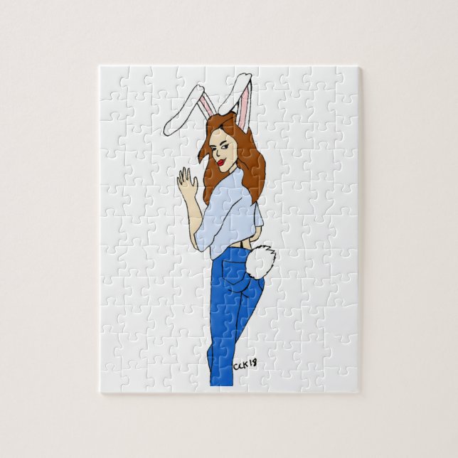 Puzzle posing bunnygirl (Vertical)