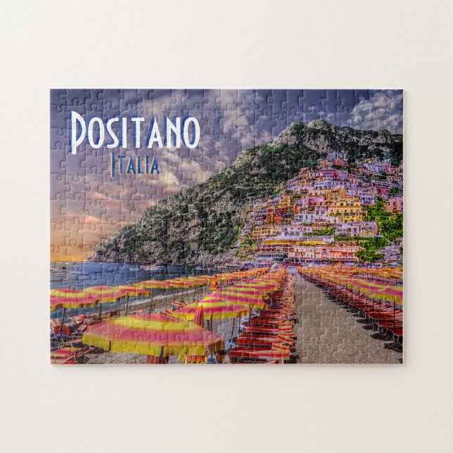 Puzzle Positano Italy Retro Typography Travel (Horizontal)