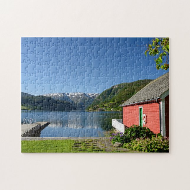 Puzzle Position norvégienne et boathouse de fjord (Horizontal)