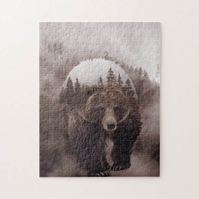 Puzzle Poster de la forêt à double exposition de l'ours B (Vertical)