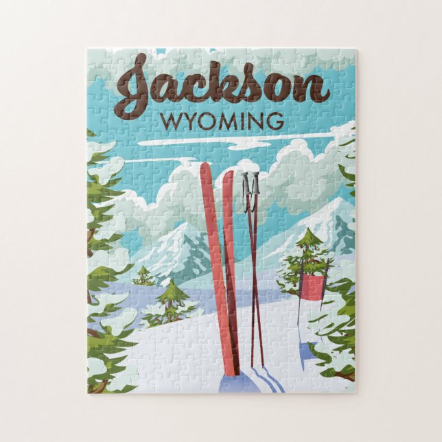 Puzzle poster de ski Jackson Wyoming (Vertical)