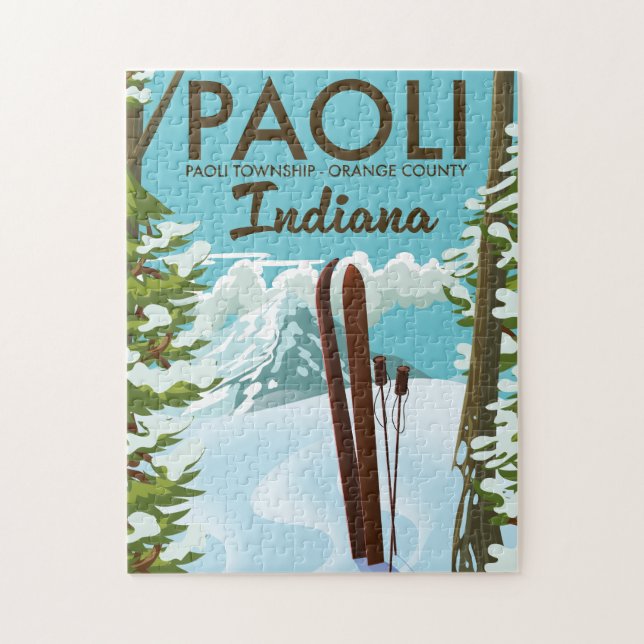 Puzzle Poster de ski Paoli Orange County Indiana (Vertical)