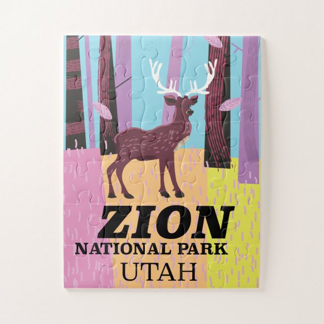 Puzzle Poster de voyage du parc national de Zion Utah. (Vertical)