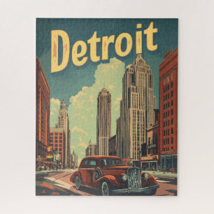 Puzzle Poster de voyage Retro Detroit Michigan