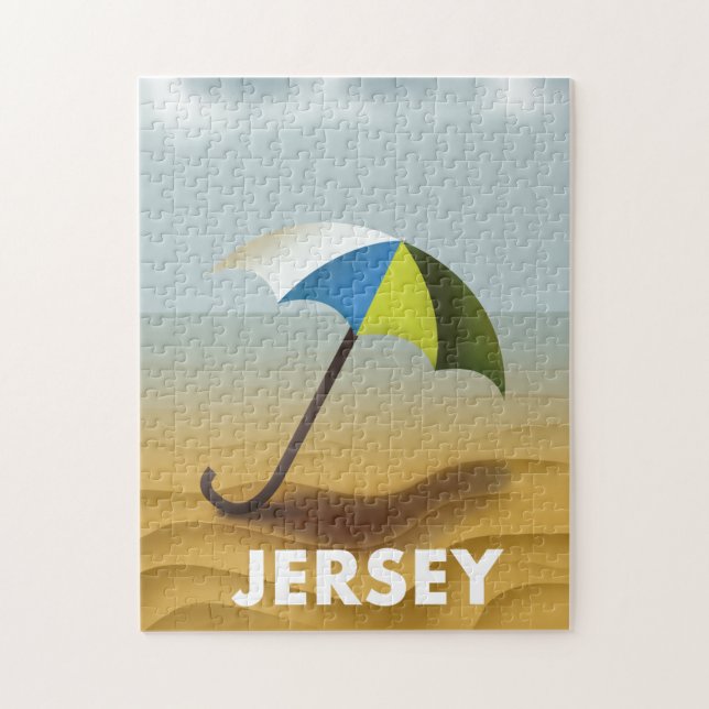 Puzzle poster de voyage vintage Jersey. (Vertical)