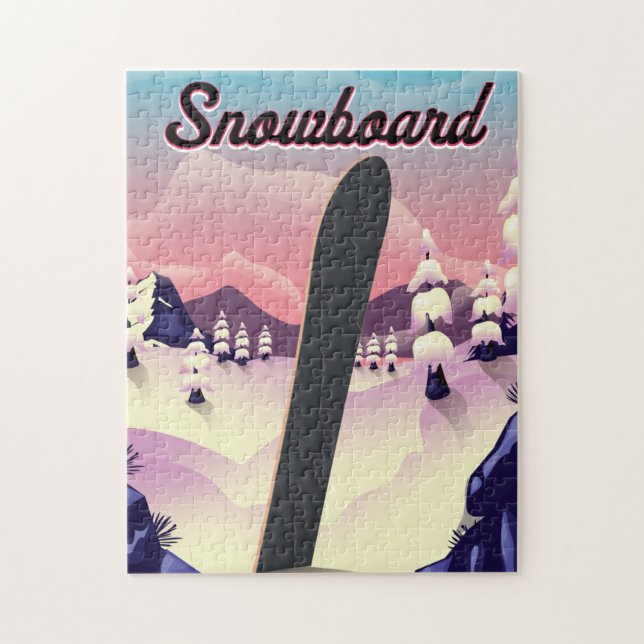 Puzzle poster de voyage vintage Snowboard (Vertical)