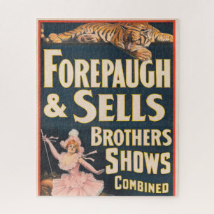 Puzzle Poster Du Cirque Tigre Et Femme À Cheval