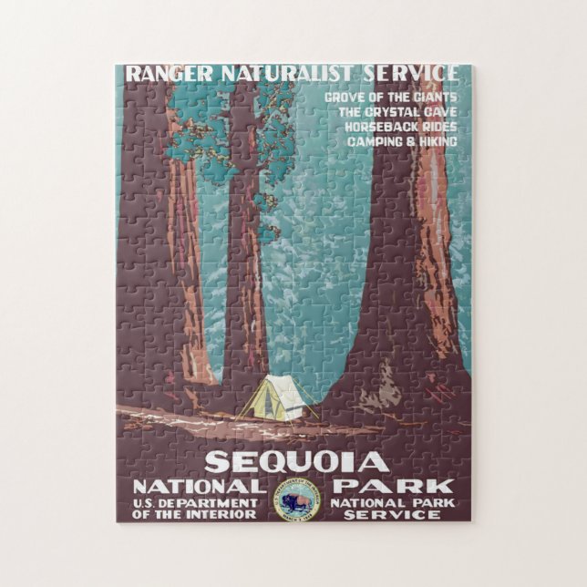 Puzzle Poster du parc national de Sequoia vintage1938 (Vertical)