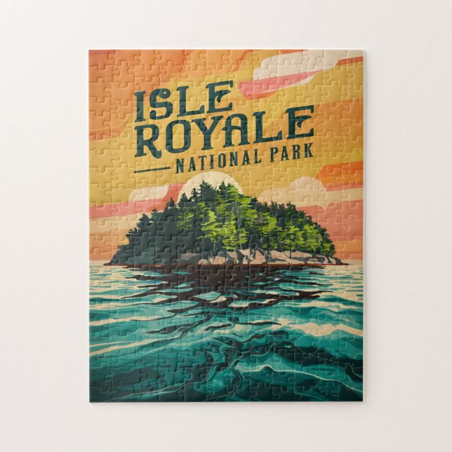Puzzle Poster du parc national Retro Isle Royale (Vertical)