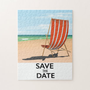 Puzzle Poster vintage de plage pour sauvegarder la date