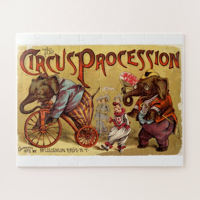 Puzzle Poster vintage Retro Circus Eléphent clown (Horizontal)