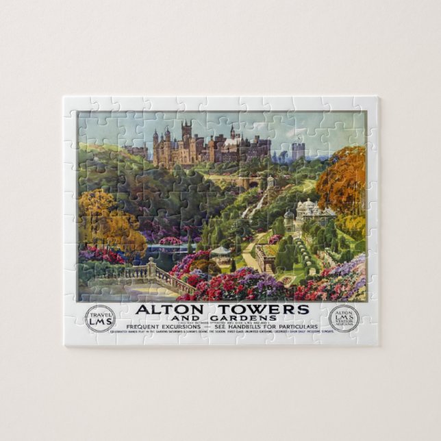 Puzzle Poster Vintage voyage Alton Towers and Gardens (Horizontal)