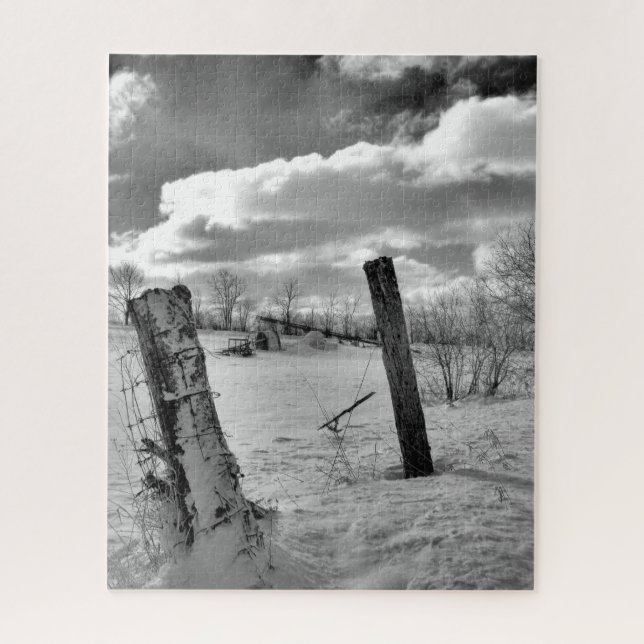 Puzzle Posts in the Snow (Vertical)