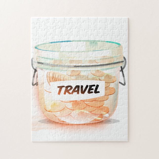 Puzzle Pot en verre pour l'argent de voyage (Vertical)