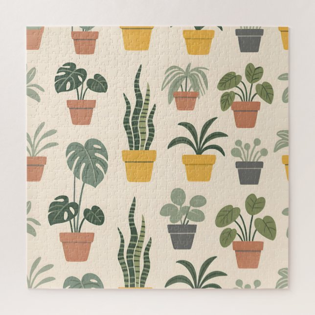 Puzzle Potted Houseplants Pattern (Vertical)