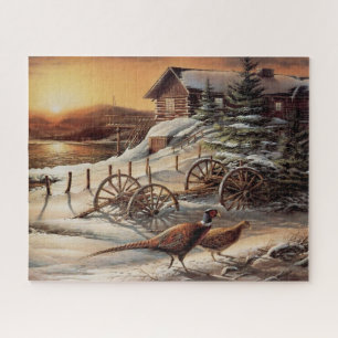 Puzzle Poulailler d'hiver Coucher de soleil Cottage du la