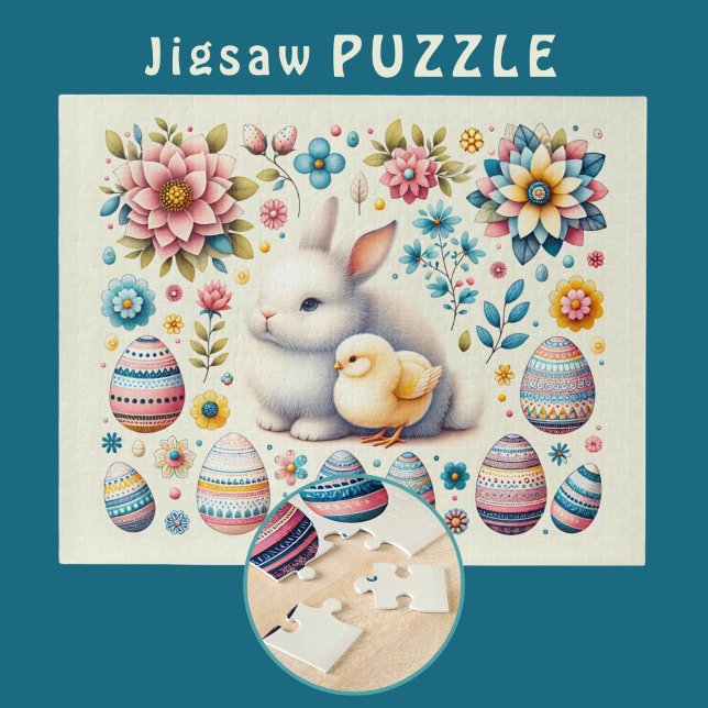 Puzzle Poule de Pâques mignon oeufs de poussette Fleurs M (Créateur téléchargé)