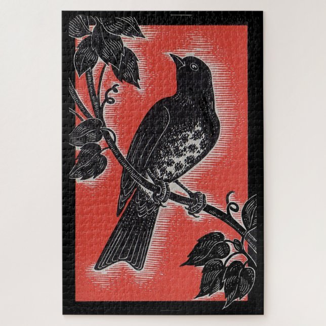 Puzzle poule noire avec rouge (Vertical)