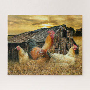 Puzzle Poules à coq vintage Grotte à coop rustique