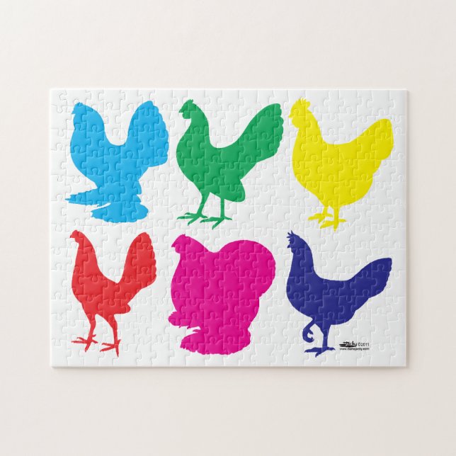 Puzzle Poules colorées (Horizontal)