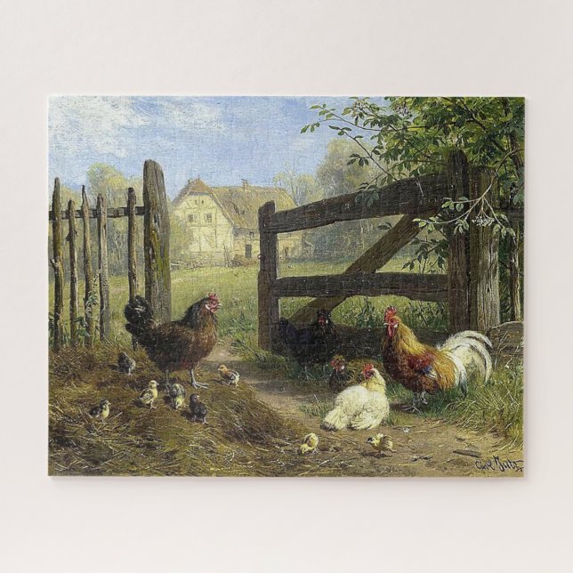 Puzzle Poules de basse-cour en liberté Carl Jutz (Horizontal)