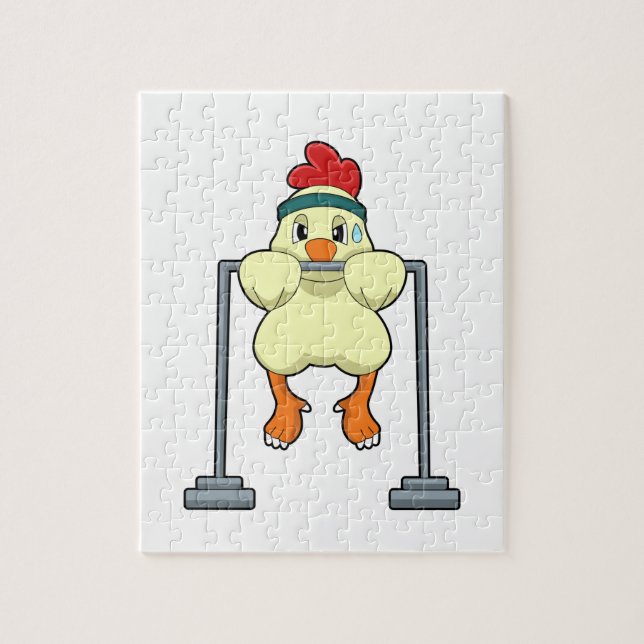 Puzzle Poulet à la forme Tractions (Vertical)