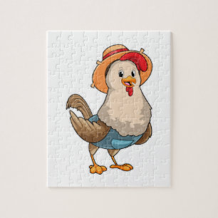 Puzzle Poulet en fermier avec Casquette