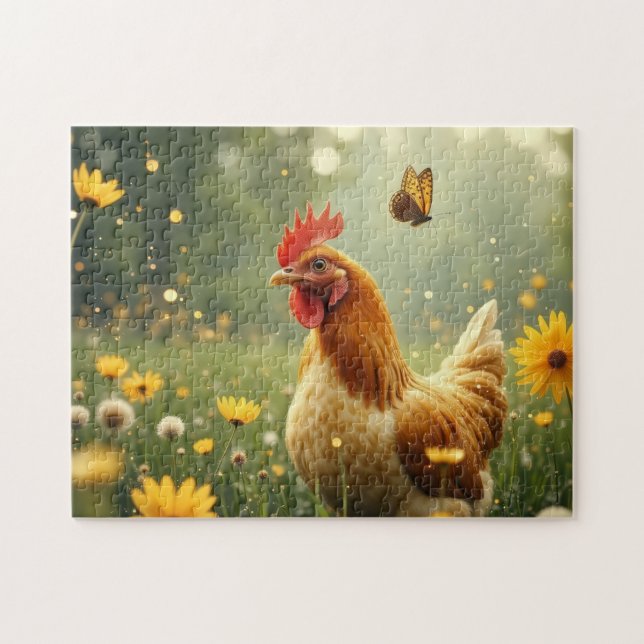 Puzzle poulet et papillon (Horizontal)
