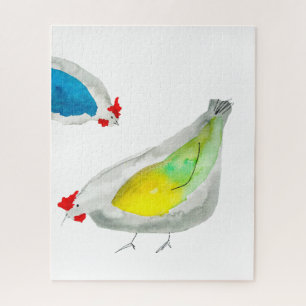 Puzzle Poulets mignons aquarelle