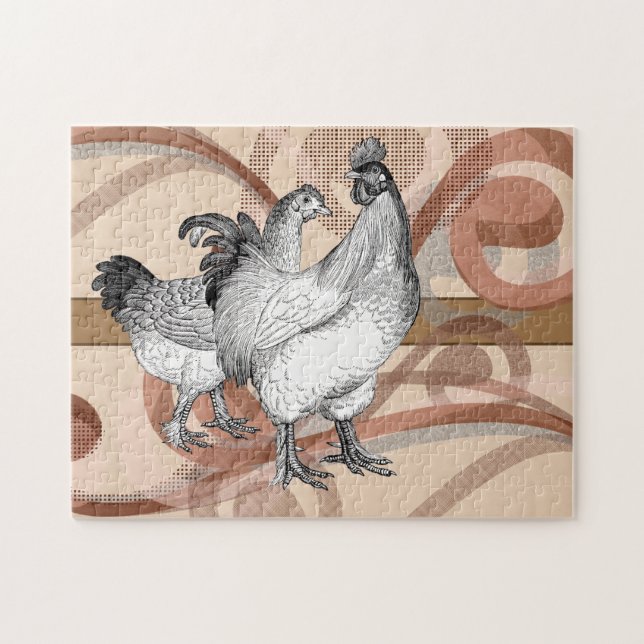 Puzzle Poulets vintages de Cochin (Horizontal)